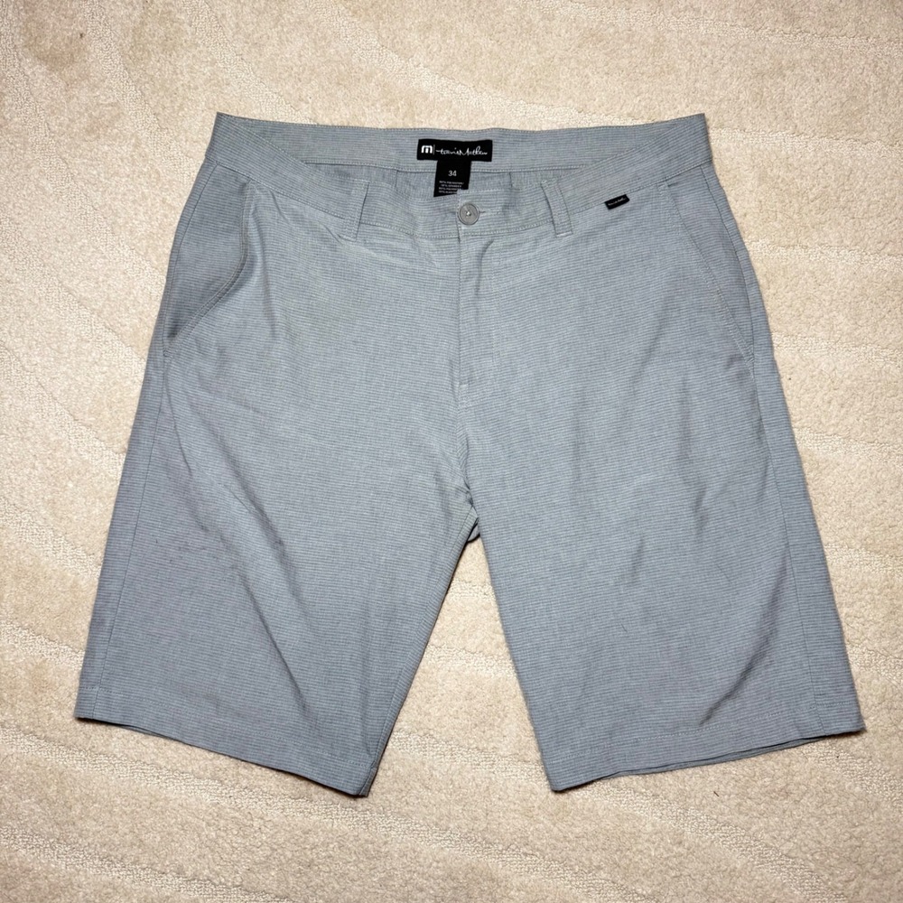 TravisMathew Mens Grey Heathered Golf Shorts Size 34 Stretch Performance